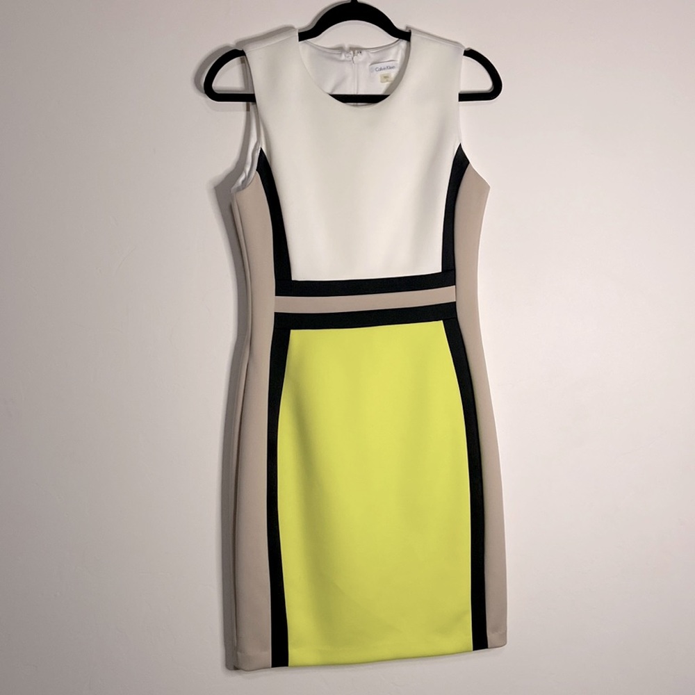Calvin Klein dress sleeveless beautiful silhouette with neon green color